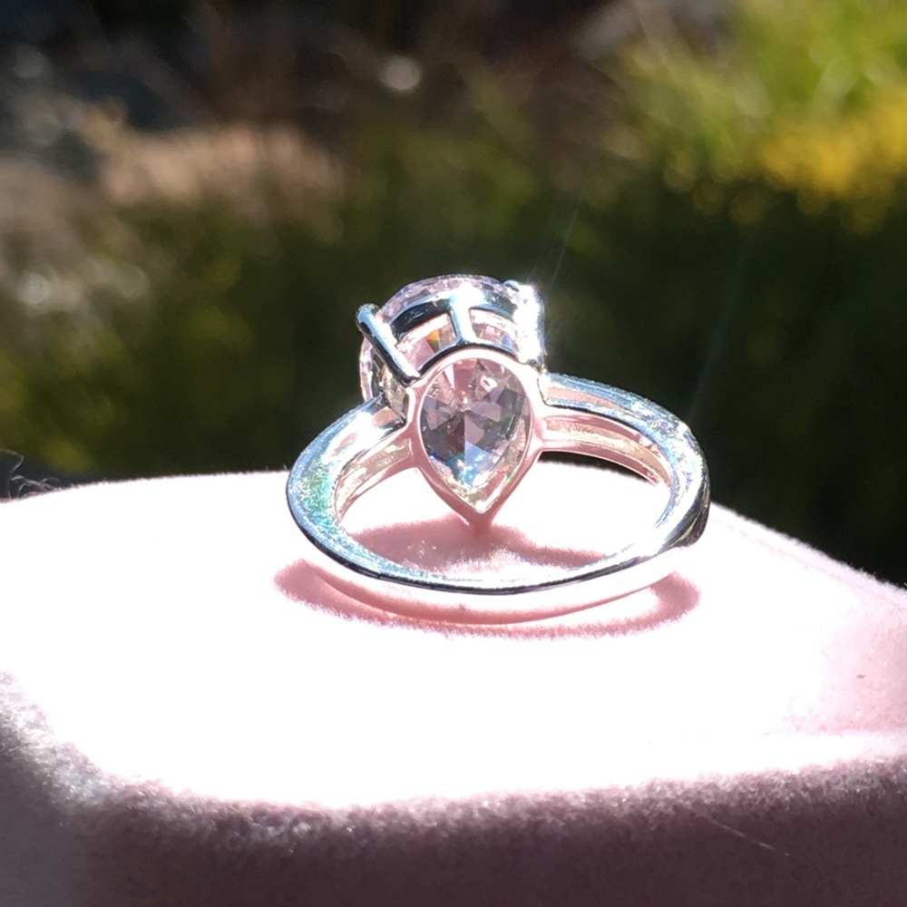 14k white gold pear diamond ring 5 CT 💍 wedding - Picture 13 of 16
